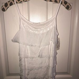 White Pure Silk Sequin Tank Top